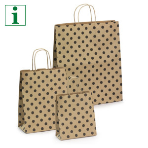 Black polka dot Kraft paper carrier bags