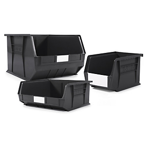 Black recycled louvre plastic storage bins Black recycled louvre plastic storage bins