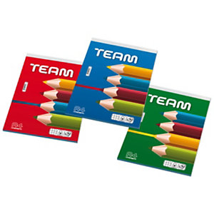 BLASETTI Block Notes Team A4, 50 fogli a quadretti 5 mm, Carta da 50 g/m², Colori assortiti  (confezione 10 pezzi)