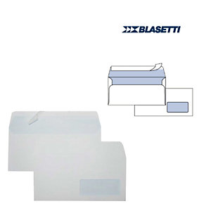 BLASETTI Busta bianca con finestra - serie Eco Strip Laser - certificazione FSC - adatta a stampa laser - 110x230 mm - 90 gr  - conf. 500 pezzi