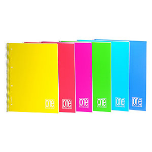 BLASETTI Maxi quaderno spiralato One Color A4+, 80 fogli 1 rigo, Copertina in PPL, Colori assortiti