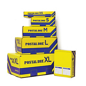 BLASETTI Scatola per spedizioni postali Postal Box S, DIN B5, Cartone stampato, Giallo e Blu
