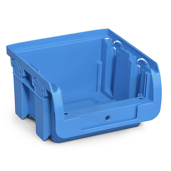 Blauwe voordelige magazijnbak in kunststof 100x102x60mm - 1