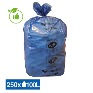 Blauwe vuilniszakken Flexigreen 100 L, set van 250