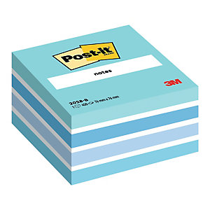 Bloc Post-it® 3 M format 76 x 76 coloris aquarelle bleu