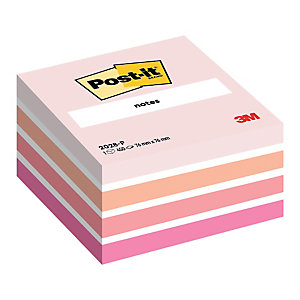 Bloc Post-it® 3 M format 76 x 76 coloris aquarelle rose