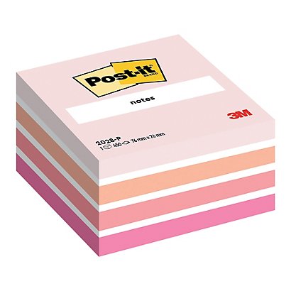 Bloc Post-it® 3 M format 76 x 76 coloris aquarelle rose - 1
