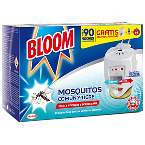 Bloom Doble Eficacia Insecticida Eléctrico Líquido contra Mosquitos Común y Tigre, difusor + 2 recambios