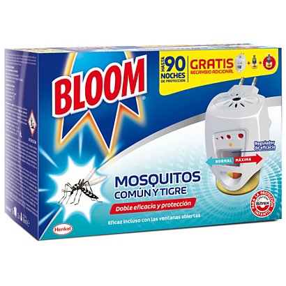Bloom Doble Eficacia Insecticida Eléctrico Líquido contra Mosquitos Común y Tigre, difusor + 2 recambios