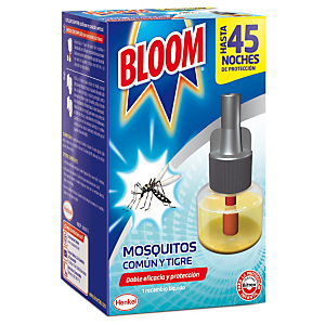 Bloom Doble Eficacia Insecticida Eléctrico Líquido contra Mosquitos Común y Tigre, recambio Bloom Doble Eficacia Insecticida Eléctrico Líquido contra Mosquitos Común y Tigre, recambio