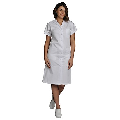 Blouse hospitalière blanche femme, manches courtes, en polycoton, taille 36/38 - 1