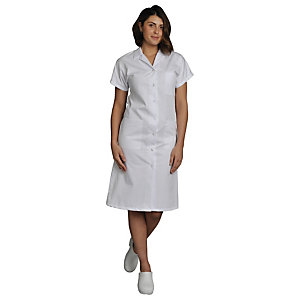 Blouse hospitalière blanche femme, manches courtes, en polycoton, taille 36/38