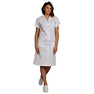 Blouse hospitalière blanche femme, manches courtes, en polycoton, taille 40/42