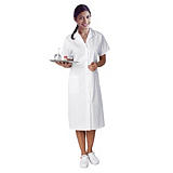Blouse hospitalière blanche femme, manches courtes, en polycoton, taille 40/42 Blouse hospitalière blanche femme, manches courtes, en polycoton, taille 40/42