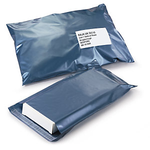 Blue plastic mailing bags