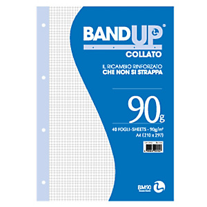 BM Blocco collato BandUp - fori rinforzati - A4 - quadretto 4mm - 40 fogli - 90gr