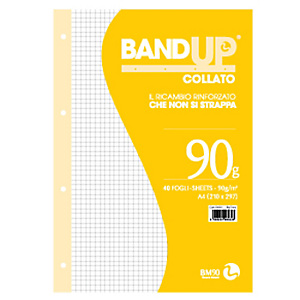 BM Blocco collato BandUp - fori rinforzati - A4 - quadretto 5mm - 40 fogli - 90gr