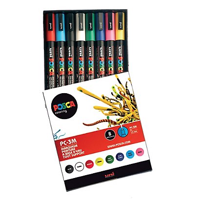 Boîte de 8 marqueurs peinture Uni-ball Posca coloris assortis