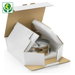 Boîte blanche avec calage mousse 100 % recyclée Raja
