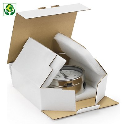 Boîte blanche avec calage mousse 100 % recyclée Raja - 1
