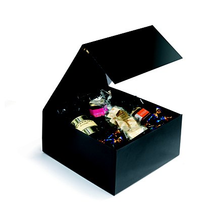 Boîte cadeau carton fermeture aimantée L.22,5 x l.22,5 x H.10,5 cm - Noir brillant - Lot de 10 - 1