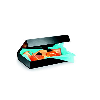 Boîte cadeau carton fermeture aimantée L.37,5 x l.26,5 x H.6,5 cm - Noir  brillant - Lot de 10
