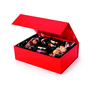 Boîte cadeau carton fermeture aimantée L.37,5 x l.26,5 x H.6,5 cm - Rouge brillant