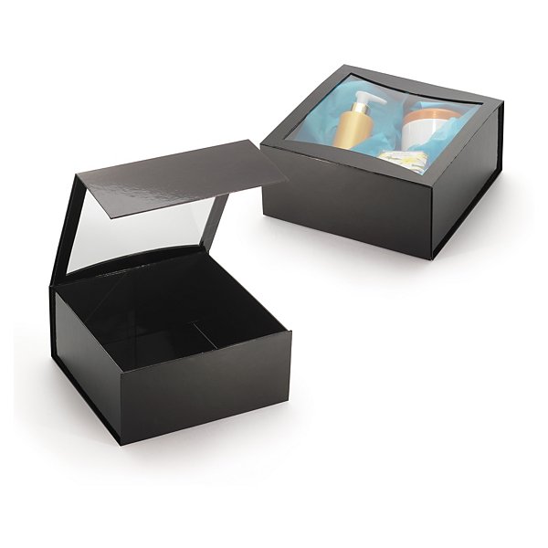 Boîte cadeau pelliculée vitrine avec fermeture aimantée 22,5 x 22,5 x 10,5 cm - 2