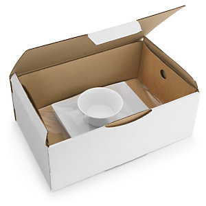 Boîte carton blanche avec calage film