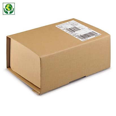 Boîte carton brune antichoc avec fermeture adhésive sécurisée RAJA - 1