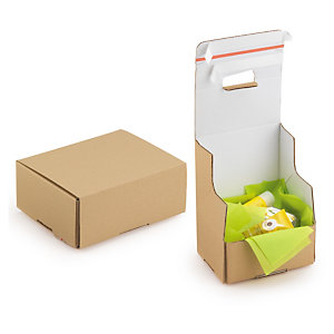 Boîte carton brune avec fermetures adhésives ""aller-retour""  - Best Price