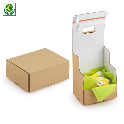 Boîte carton brune avec fermetures adhésives "aller-retour"  - Best Price - 1