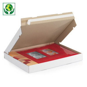 Boîte carton extra plate blanche avec fermeture adhésive format A4