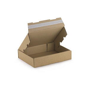 Boîte extra-plate carton brune avec fermeture adhésive, 50 mm