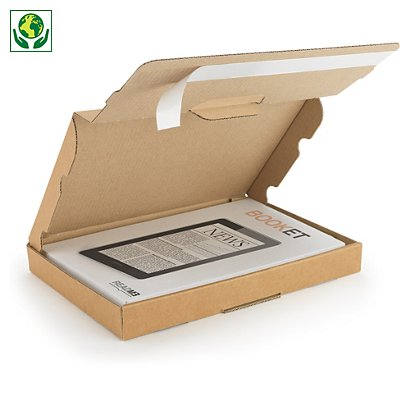 Boîte postale extra-plate carton brune avec fermeture adhésive 22,5x15x2,5 cm - 1