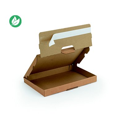 Boîte postale extra-plate fermeture adhésive en carton simple cannelure brun - L.25 x l.16 x H.2,5 cm - Lot de 50