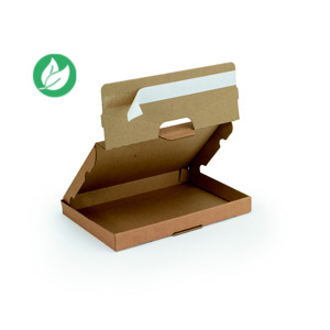 Boîte postale extra-plate fermeture adhésive en carton simple cannelure brun - L.30,5 x l.22 x H.2,5 cm - Lot de 50