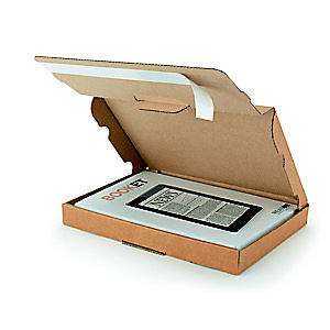 Boîte postale extra-plate fermeture adhésive en carton simple cannelure brun - L.int. 22,5 x l.15 x H.2,5 cm - Lot de 50