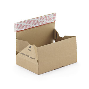 Boîte postale à fond automatique avec soufflets latéraux et fermeture adhésive