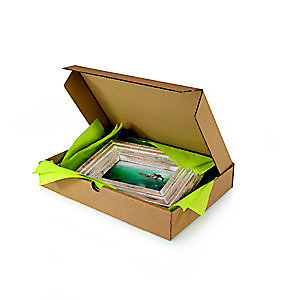 Boîte postale plate en carton simple cannelure brun - Format A5 L.int. 21,5 x l.15,5 x H.5 cm - Lot de 50