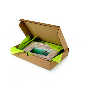 Boîte postale plate en carton simple cannelure brun - Format A5 L.int. 21,5 x l.15,5 x H.5 cm