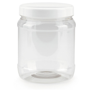 Bocal plastique 1000 ml à couvercle blanc vissant