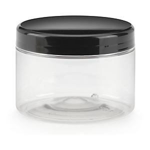 Bocal plastique 450 ml à couvercle noir vissant