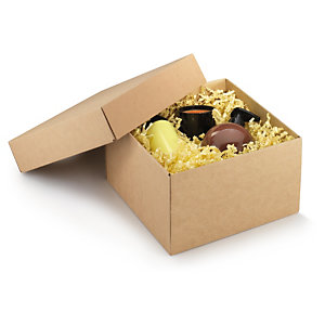 Boîte cadeau brune avec couvercle séparé 20,5x20,5x12 cm