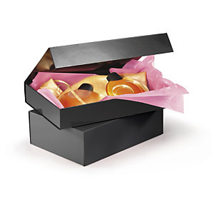 Boîte cadeau pelliculée brillant noir fermeture aimantée 22,5x22,5x10,5 cm