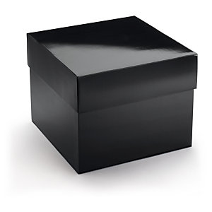 Boîte cadeau pelliculée avec couvercle séparé noir 25,5x25,5x20,4 cm