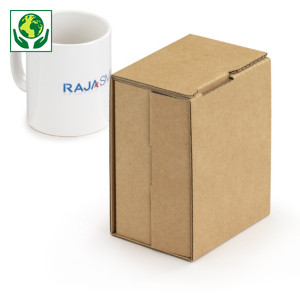 Boîte carton brune pour mug avec calage carton intégré Boîte carton brune pour mug avec calage carton intégré