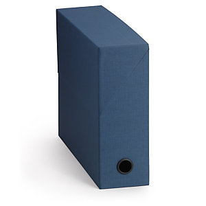 Boîte de classement carton toilé bleu 9 cm