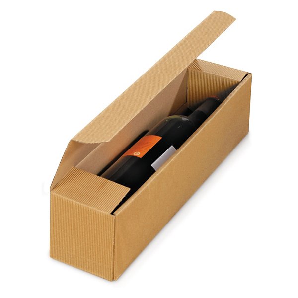 Boite micro-cannelure brune pour 1 bouteille 9,6 x 10 x 39 cm - 2