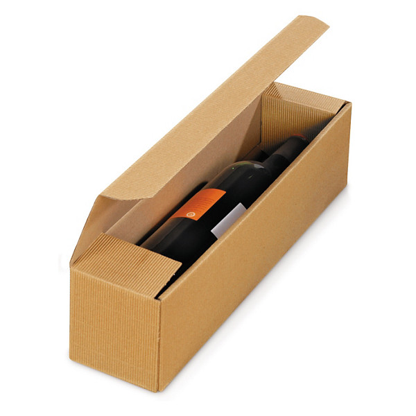 Boite micro-cannelure brune pour 1 bouteille 9,6 x 10 x 39 cm - 1